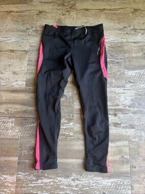 SAUCONY Running Pants Activewear Zippered Pocket Black & Pink Women’s Large